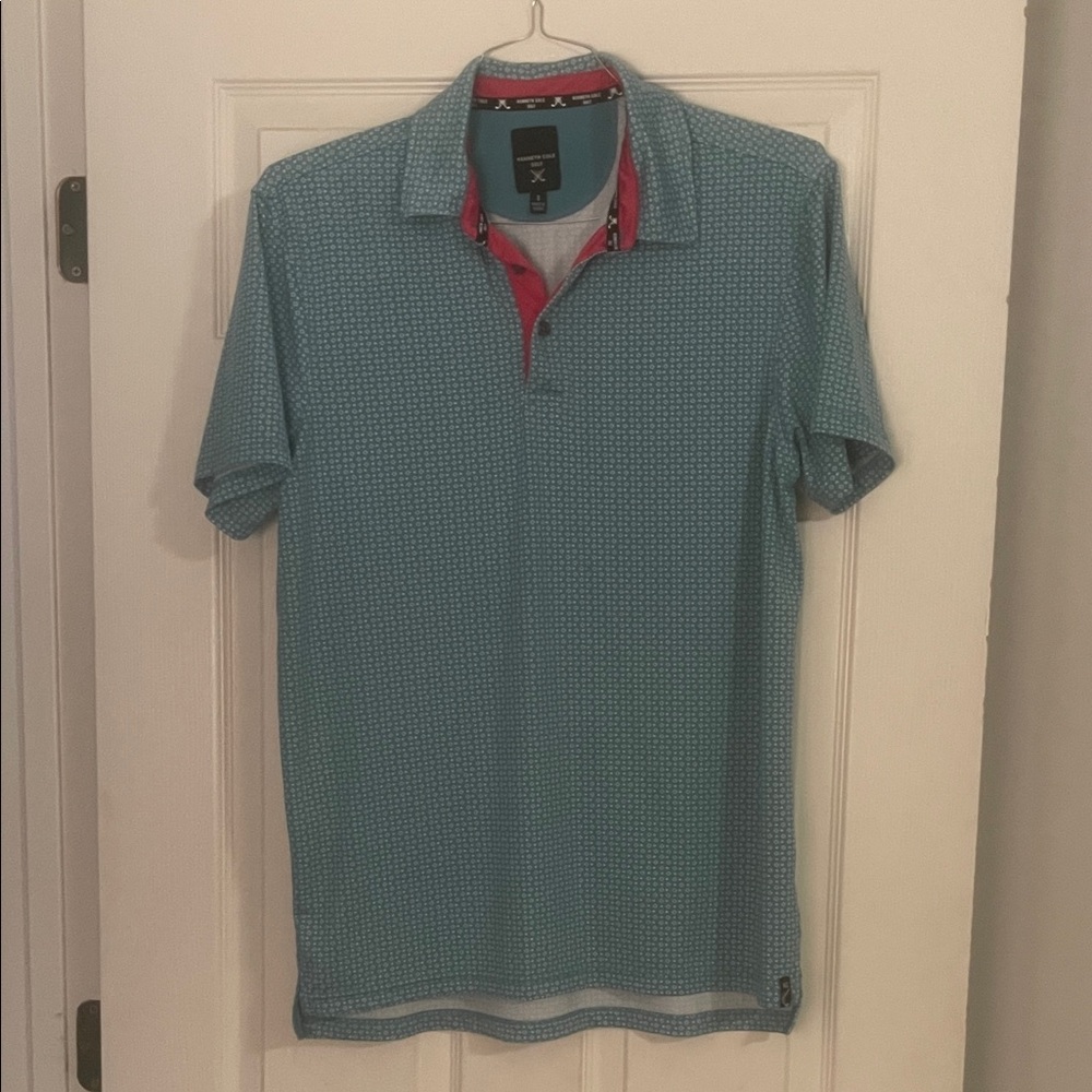 Kenneth Cole Teal Polo Shirt with Red Accents
